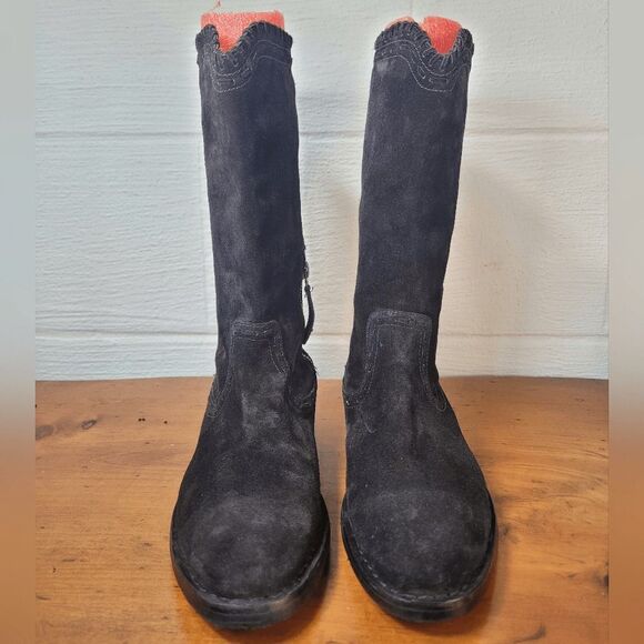 Trask audra Western Boho Mid-Calf Suede Flat Boots Size 8 - Picture 3 of 10